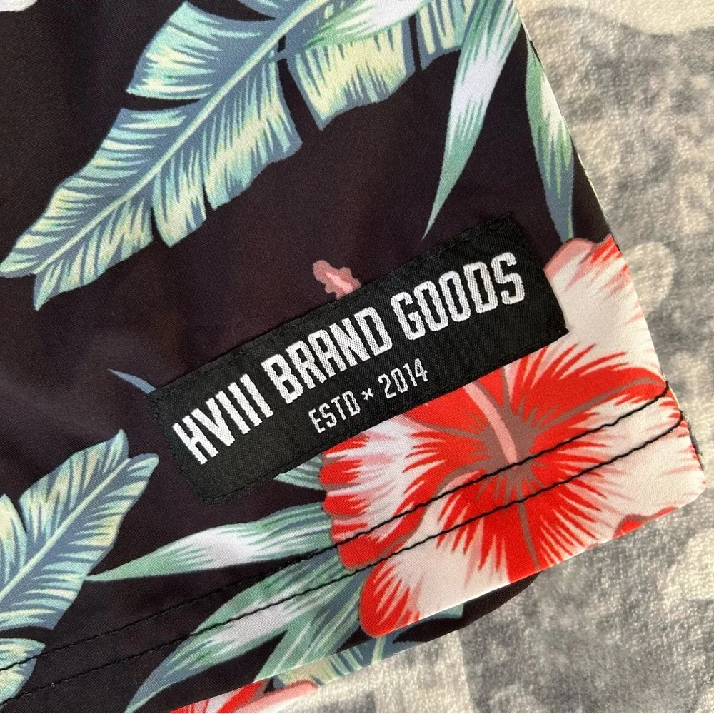 HVIII Brand Goods Men's Tropical Floral Aloha AF Board Shorts Not Dead Yet Large - Picture 2 of 6
